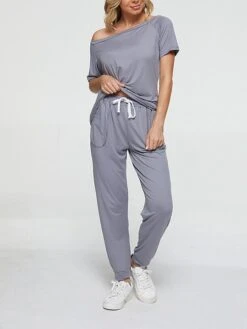 Women's Loungewear Sets Pure Color Fashion Comfort Soft Home Daily Bed Polyester Breathable Crew Neck Short Sleeve Pullover Pant Pocket Fall Winter Black White 13 Women's Loungewear Sets Pure Color Fashion Comfort Soft Home Daily Bed Polyester Breathable Crew Neck Short Sleeve Pullover Pant Pocket Fall Winter Black White -Ladies Pajamas Store rnrukc1694072391046