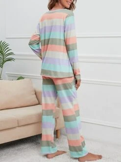 Women's Pajamas Nighty Pjs Sets 2 Pieces Rainbow Stripe Fashion Comfort Soft Home Daily Bed Cotton Breathable V Wire Long Sleeve T Shirt Tee Pant Spring Fall Yellow Blue 29 Women's Pajamas Nighty Pjs Sets 2 Pieces Rainbow Stripe Fashion Comfort Soft Home Daily Bed Cotton Breathable V Wire Long Sleeve T Shirt Tee Pant Spring Fall Yellow Blue -Ladies Pajamas Store rpjygk1665214003470