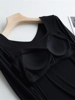 Women's Square Neck Pajama Top With Chest Pads Loungewear Top Pure Color Fashion Casual Comfort Home Street Daily Polyester Breathable Square Neck Long Sleeve Fall Winter Black White Yellow 37 Women's Square Neck Pajama Top With Chest Pads Loungewear Top Pure Color Fashion Casual Comfort Home Street Daily Polyester Breathable Square Neck Long Sleeve Fall Winter Black White Yellow -Ladies Pajamas Store rqgabp1697699952434