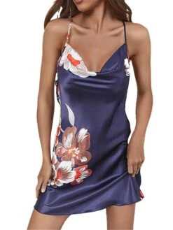 Women's Pajamas Nightgown Nightshirt Dress Flower Fashion Casual Soft Home Daily Bed Ice Silk Breathable Straps Sleeveless Backless Summer Spring Black Red -Ladies Pajamas Store rsqecl1688454196447