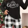 Women's Loungewear Top Letter Warm Comfort Home Daily Spandex Crew Neck Fall Winter Black Dark Gray -Ladies Pajamas Store rtivbq1696839243616