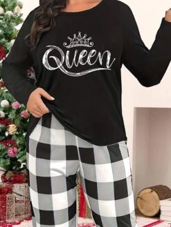 Women's Loungewear Top Letter Warm Comfort Home Daily Spandex Crew Neck Fall Winter Black Dark Gray