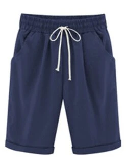 Women's Lounge Shorts Pure Color Elastic Waist With Drawstring Simple Casual Comfort Home Daily Vacation Polyester Breathable Pocket Five-point Pants -Ladies Pajamas Store rugupc1688460963227