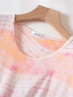 Women's Pajamas Nightgown Nightshirt Dress Tie Dye Fashion Casual Soft Home Daily Bed Cotton Breathable Crew Neck Short Sleeve Summer Spring Light Pink Pink -Ladies Pajamas Store rvztim1681464651724