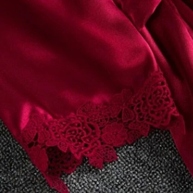 Women's Pajamas Robes Gown Nightgown Nighty 5 Pieces Pure Color Retro Comfort Xmas Home Christmas Daily Satin Breathable Gift V Wire Strap Top Pant Lace Up Backless Chest Pads Spring Fall White 8 Women's Pajamas Robes Gown Nightgown Nighty 5 Pieces Pure Color Retro Comfort Xmas Home Christmas Daily Satin Breathable Gift V Wire Strap Top Pant Lace Up Backless Chest Pads Spring Fall White - Image 7