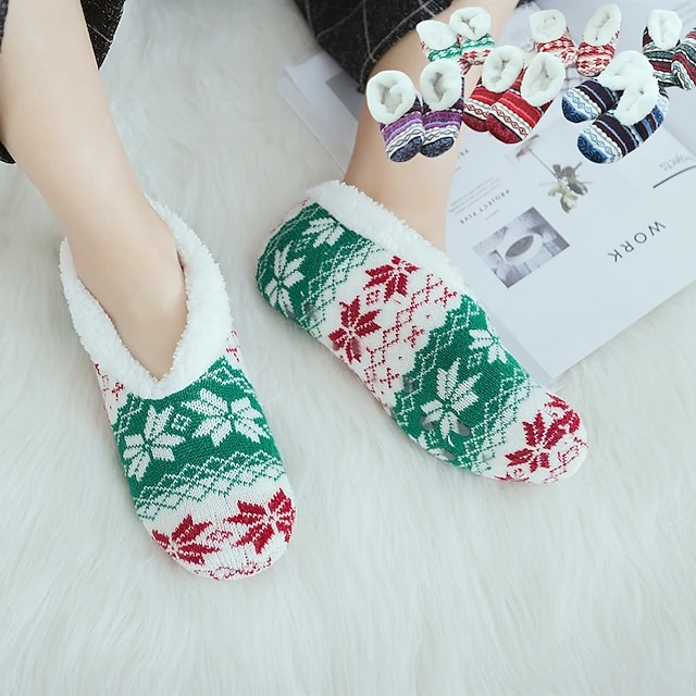 Women's Christmas Socks Snowflake Casual Comfort Home Fleece Warm Fall Winter Black Red 3 Women's Christmas Socks Snowflake Casual Comfort Home Fleece Warm Fall Winter Black Red