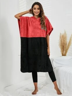 Women's Robes Gown Pure Color Comfort Home Polyester Comfort Short Sleeve Pullover Pocket Hoodie Summer Red Blue -Ladies Pajamas Store sanvei1690446014117