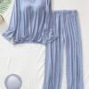 Women's Light Blue Pajamas Sets With Chest Pads Pure Color Simple Casual Comfort Home Daily Bed Modal Breathable Crew Neck Long Sleeve Chest Pads Fall Winter Lotus Pink Pink -Ladies Pajamas Store scbntf1697796112353