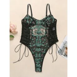 Women's Sexy Bodies Bodysuits Chemises & Negligees Flower Hot See Through Daily Vacation Beach Polyester Breathable Sleeveless Embroidery Summer Spring White Pink -Ladies Pajamas Store segleb1692602346622