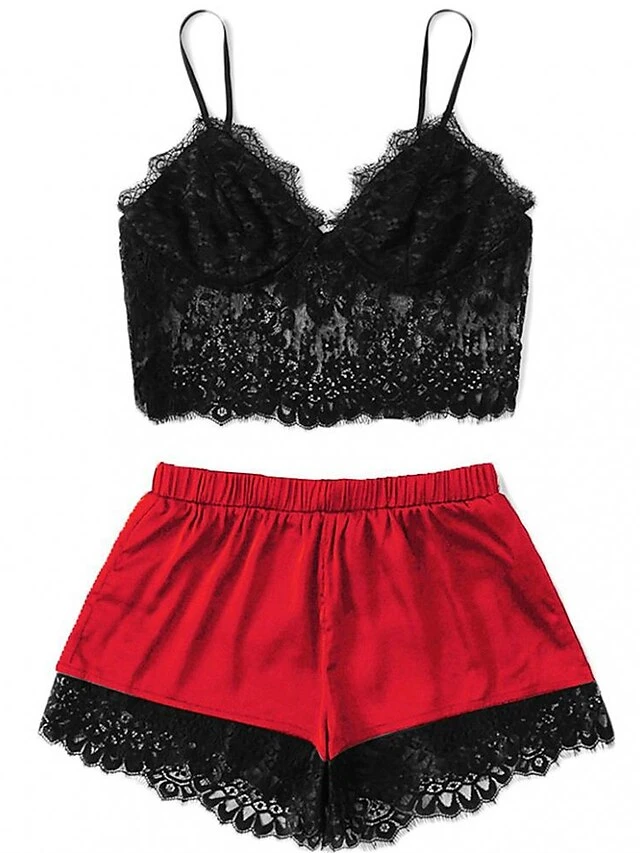 Women's Plus Size Sexy Lingerie Sets Pure Color Lovers Ultra Slim Hot Home Daily Bed Satin Breathable Straps Sleeveless Strap Top Shorts Backless Summer Spring Black Wine 7 Women's Plus Size Sexy Lingerie Sets Pure Color Lovers Ultra Slim Hot Home Daily Bed Satin Breathable Straps Sleeveless Strap Top Shorts Backless Summer Spring Black Wine - Image 5