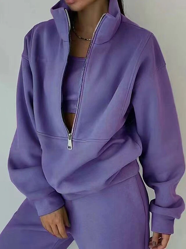 Women's Loungewear Sets Pure Color Warm Fashion Casual Street Daily Date Polyester Warm Breathable Stand Collar Long Sleeve Hoodie Pant Pocket Fall Winter Dark Brown Grass Green 14 Women's Loungewear Sets Pure Color Warm Fashion Casual Street Daily Date Polyester Warm Breathable Stand Collar Long Sleeve Hoodie Pant Pocket Fall Winter Dark Brown Grass Green - Image 12