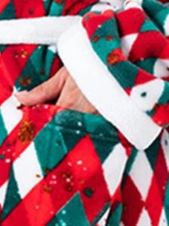 Women's Christmas Robes Gown Bathrobes Pjs Grid / Plaid Comfort Home Xmas Cotton Hoodie Long Sleeve Pocket Hoodie Winter Fall Red / Flannel -Ladies Pajamas Store sgnlkd1662541440745