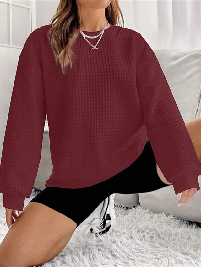 Women's Loungewear Top Pure Color Casual Comfort Soft Home Street Daily Polyester Breathable Crew Neck Long Sleeve Fall Winter Claret Black 13 Women's Loungewear Top Pure Color Casual Comfort Soft Home Street Daily Polyester Breathable Crew Neck Long Sleeve Fall Winter Claret Black - Image 11