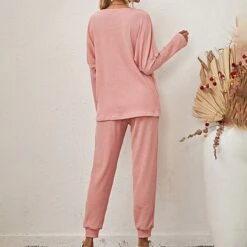 Women's Plus Size Loungewear Sets Nighty 2 Pieces Pure Color Fashion Sport Simple Home Street Daily Polyester Breathable Gift Crew Neck Long Sleeve T Shirt Tee Pant Elastic Waist Sporty Winter Fall -Ladies Pajamas Store shrzik1637916897081