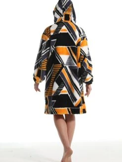 Women's Robe Geometic Plush Casual Comfort Home Daily Bed Flannel Warm Breathable Hoodie Long Sleeve Pocket Fall Winter Orange -Ladies Pajamas Store sjjvad1695373712399