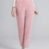 Women's Polar Fleece Pajama Pants Pure Color Simple Plush Casual Street Daily Date Warm Breathable Pant Elastic Waist Fall Winter Lotus Pink Pink