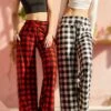 Women's Christmas Loungewear Pants Elk Tie Dye Sport Casual Comfort Xmas Home Christmas Daily Polyester Breathable Pant Summer Fall Blue Square Red Plaid -Ladies Pajamas Store snksxm1693295693655