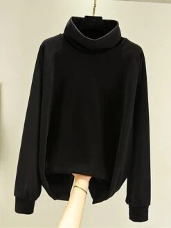 Women's Loungewear Thermal Shirt Pure Color Simple Casual Comfort Home Daily Bed Polyester Warm High Neck Long Sleeve Fall Winter Black Yellow -Ladies Pajamas Store socxpc1697183558107