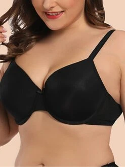 Women's Plus Size Bra Pure Color Undergarments Home Bed Cotton Breathable Straps Sleeveless Backless Summer Spring Black Beige