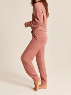 Women's Pajamas Sets Pure Color Warm Fashion Casual Home Daily Bed Polyester Breathable Crew Neck Long Sleeve Pant Fall Winter White Pink -Ladies Pajamas Store sqtdvv1692348322431