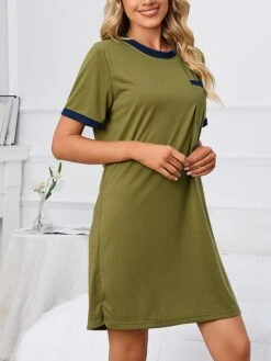 Women's Loungewear Nightshirt Pure Color Fashion Casual Soft Home Daily Bed Polyester Crew Neck Short Sleeve Pocket Summer Spring Claret ArmyGreen 22 Women's Loungewear Nightshirt Pure Color Fashion Casual Soft Home Daily Bed Polyester Crew Neck Short Sleeve Pocket Summer Spring Claret ArmyGreen -Ladies Pajamas Store ssrchz1692689280473