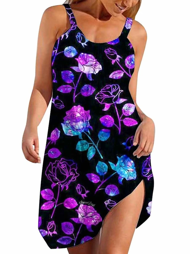 Women's Loungewear Nightshirt Dress Butterfly Flower Fashion Casual Street Date Airport Polyester Breathable Straps Sleeveless Backless Summer Spring Black Pink 4 Women's Loungewear Nightshirt Dress Butterfly Flower Fashion Casual Street Date Airport Polyester Breathable Straps Sleeveless Backless Summer Spring Black Pink - Image 2