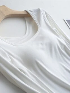 Women's Square Neck Pajama Top With Chest Pads Loungewear Top Pure Color Fashion Casual Comfort Home Street Daily Polyester Breathable Square Neck Long Sleeve Fall Winter Black White Yellow 33 Women's Square Neck Pajama Top With Chest Pads Loungewear Top Pure Color Fashion Casual Comfort Home Street Daily Polyester Breathable Square Neck Long Sleeve Fall Winter Black White Yellow -Ladies Pajamas Store swdkyu1697699940191