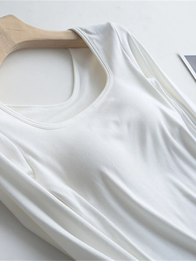 Women's Square Neck Pajama Top With Chest Pads Loungewear Top Pure Color Fashion Casual Comfort Home Street Daily Polyester Breathable Square Neck Long Sleeve Fall Winter Black White Yellow 15 Women's Square Neck Pajama Top With Chest Pads Loungewear Top Pure Color Fashion Casual Comfort Home Street Daily Polyester Breathable Square Neck Long Sleeve Fall Winter Black White Yellow - Image 13