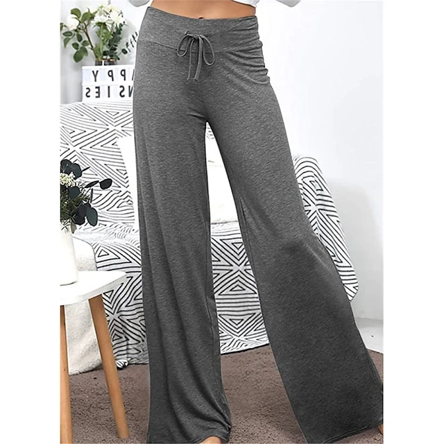 Women's Loungewear Pants Nighty 1 PCS Pure Color Fashion Simple Comfort Home Daily Vacation Cotton Breathable Long Pant Elastic Waist Basic Summer Spring Black Wine 8 Women's Loungewear Pants Nighty 1 PCS Pure Color Fashion Simple Comfort Home Daily Vacation Cotton Breathable Long Pant Elastic Waist Basic Summer Spring Black Wine - Image 6