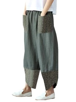 Women's Plus Size Loungewear Pants Lounge Pants Dot Flower Fashion Casual Comfort Home Daily Vacation Polyester Breathable Pocket Elastic Waist Summer Spring Black Army Green -Ladies Pajamas Store syjjcb1680598050052