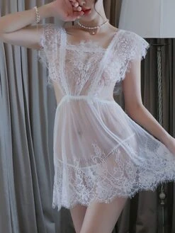 Women's Backless Hole Sexy Lingerie Nightwear Jacquard Sexy Lingerie Set Black / White One-Size -Ladies Pajamas Store synyji1691742384476