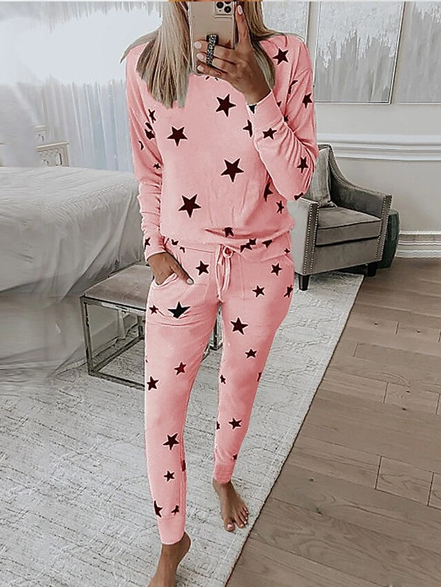 Women's Loungewear Sets Star Fashion Comfort Soft Home Daily Bed Spandex Breathable Crew Neck Long Sleeve Hoodie Pant Pocket Elastic Waist Fall Winter Lake Blue Black 3 Women's Loungewear Sets Star Fashion Comfort Soft Home Daily Bed Spandex Breathable Crew Neck Long Sleeve Hoodie Pant Pocket Elastic Waist Fall Winter Lake Blue Black