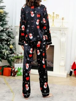 Women's Christmas Pajamas Sets Snowman Snowflake Fashion Casual Home Xmas Daily Polyester Breathable Lapel Long Sleeve Shirt Pant Button Summer Spring SnowmanM-70 -Ladies Pajamas Store tddcdg1693467386078