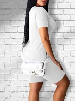 Women's Loungewear Sets Pure Color Fashion Casual Comfort Street Daily Date Polyester Breathable Crew Neck Short Sleeve Shorts Elastic Waist Summer Spring Black White 41 Women's Loungewear Sets Pure Color Fashion Casual Comfort Street Daily Date Polyester Breathable Crew Neck Short Sleeve Shorts Elastic Waist Summer Spring Black White -Ladies Pajamas Store thuzjs1688541598844