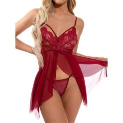 Women's Plus Size Sexy Bodies Sets 2 Pieces Pure Color Ultra Slim Hot Comfort Xmas Home Christmas Bed Lace Breathable Straps Sleeveless Backless Fall Winter Black Pink