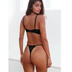 Women's Underwire Bras 3/4 Cup Pure Color Flower / Floral Hook & Eye Wedding Party Date Valentine's Day Polyester Sexy 1 Set White Black / Bra & Panty Set -Ladies Pajamas Store tkxfvh1642413350697