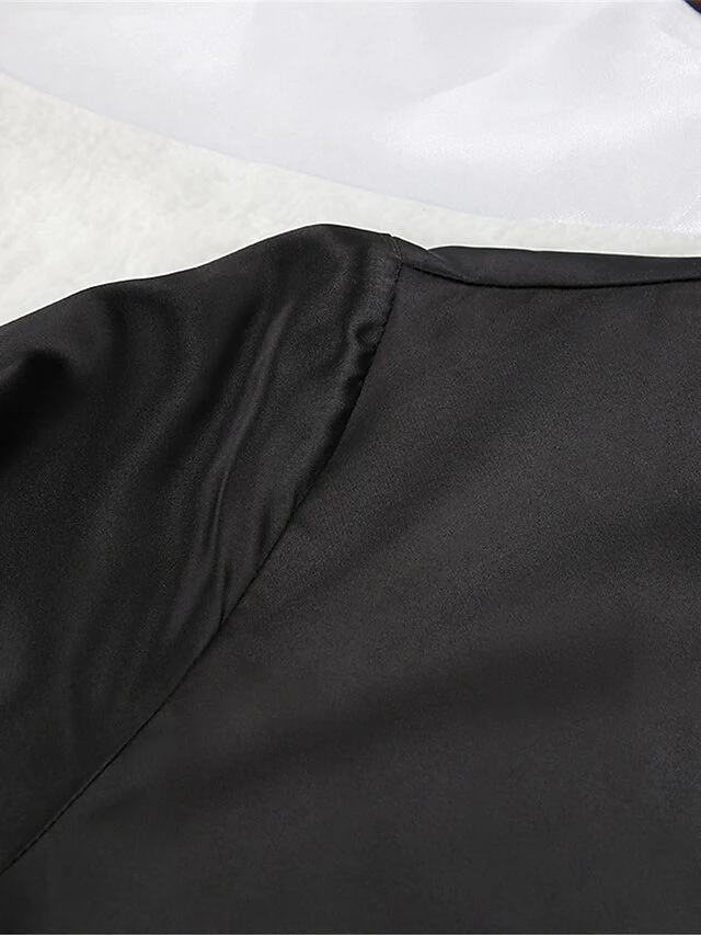 Women's Pajamas Bathrobe Robes Gown Pure Color Simple Casual Comfort Wedding Party Satin Breathable V Wire Long Sleeve Fall Winter Black White 15 Women's Pajamas Bathrobe Robes Gown Pure Color Simple Casual Comfort Wedding Party Satin Breathable V Wire Long Sleeve Fall Winter Black White - Image 13