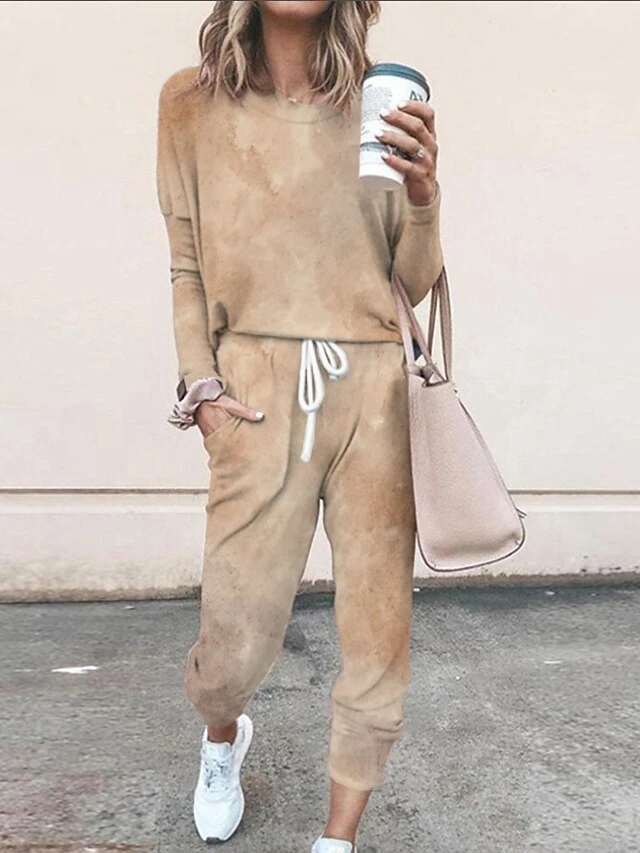 Women's Light Pink Loungewear Sets Sweatsuits Tracksuits Sweatshirt Pullover Simple Casual Comfort Home Daily Cotton Spandex Jersey Crew Neck Long Sleeve Pullover Spring Fall Light Pink White 8 Women's Light Pink Loungewear Sets Sweatsuits Tracksuits Sweatshirt Pullover Simple Casual Comfort Home Daily Cotton Spandex Jersey Crew Neck Long Sleeve Pullover Spring Fall Light Pink White - Image 6