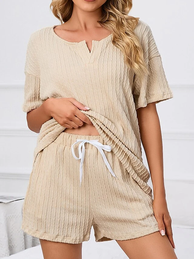 Women's Plus Size Loungewear Sets Pure Color Casual Comfort Soft Home Street Daily Polyester V Wire Short Sleeve T Shirt Tee Shorts Pocket Summer Spring Black Pink 7 Women's Plus Size Loungewear Sets Pure Color Casual Comfort Soft Home Street Daily Polyester V Wire Short Sleeve T Shirt Tee Shorts Pocket Summer Spring Black Pink - Image 5