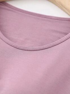 Women's Pajamas Top Pure Color Simple Casual Soft Home Daily Bed Cotton Breathable Crew Neck Long Sleeve Chest Pads Fall Winter Sauce Purple Champagne Powder -Ladies Pajamas Store tqzuny1693467417349
