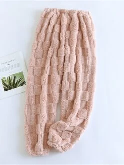 Women's Pajamas Fleece Pajamas Pants Flannel Pajama Pants Pure Color Warm Comfort Soft Home Daily Bed Flannel Warm Breathable Long Pant Fall Winter Pink Blue