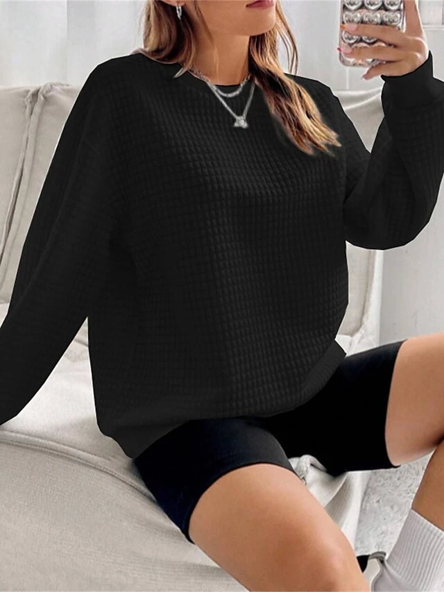 Women's Loungewear Top Pure Color Casual Comfort Soft Home Street Daily Polyester Breathable Crew Neck Long Sleeve Fall Winter Claret Black 9 Women's Loungewear Top Pure Color Casual Comfort Soft Home Street Daily Polyester Breathable Crew Neck Long Sleeve Fall Winter Claret Black - Image 7