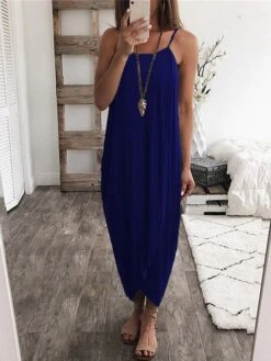 Women's Nightgown Sleep Shirt Dress Pure Color Simple Casual Soft Home Daily Bed Acrylic Breathable Straps Sleeveless Dress Backless Summer Spring Black White -Ladies Pajamas Store tyqhqb1681109575514