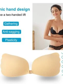 Women's Plus Size Bras & Bralettes Adhesive Bra Strapless 3/4 Cup Solid Color Micro-elastic Breathable Push Up Invisible Wedding Party Party & Evening Silica Gel 805-1 Skin Tone / 1 PC -Ladies Pajamas Store tyukvw1657074229643