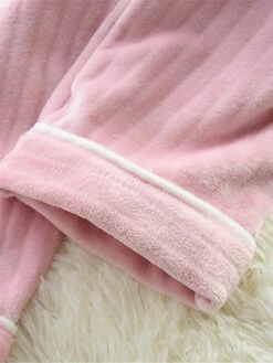 Women's Pajamas Sets Pure Color Warm Casual Soft Home Daily Bed Polyester Breathable Lapel Long Sleeve Shirt Pant Button Pocket Fall Winter Pink -Ladies Pajamas Store ucnoai1692348365869
