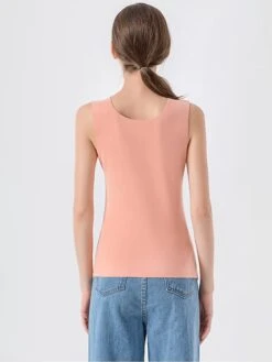 Women‘s Pajamas Winter Top Thermal Underwear Pjs Pure Color Simple Comfort Soft Home Daily Bed Polyester Warm Crew Neck Sleeveless Winter Fall Purple Pink -Ladies Pajamas Store uqwrij1665661904115