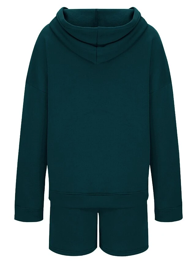 Women's Loungewear Sets Pure Color Sport Casual Comfort Home Street Daily Cotton Blend Breathable Hoodie Long Sleeve Hoodie Shorts Pocket Fall Winter Black Pink 15 Women's Loungewear Sets Pure Color Sport Casual Comfort Home Street Daily Cotton Blend Breathable Hoodie Long Sleeve Hoodie Shorts Pocket Fall Winter Black Pink - Image 13