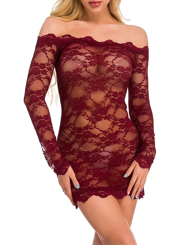 Women's Pajamas Nightgown Nightshirt Dress Pure Color Simple Casual Soft Home Bed Valentine's Day Polyester Breathable Off Shoulder Long Sleeve Summer Spring Black White 20 Women's Pajamas Nightgown Nightshirt Dress Pure Color Simple Casual Soft Home Bed Valentine's Day Polyester Breathable Off Shoulder Long Sleeve Summer Spring Black White - Image 18