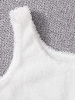 Women's Solid Plush Tank Top And Pants Lounge Sets Casual Comfort Soft Home Street Daily Polyester Breathable Elastic Waist Fall Winter Black White -Ladies Pajamas Store vbsaby1688541578355