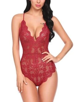 Women's Lace Backless Sexy Lingerie Sexy Bodies Nightwear - Spandex Solid Colored Sexy Lingerie Set Black / White / Red S M L -Ladies Pajamas Store vcgwap1697793495722